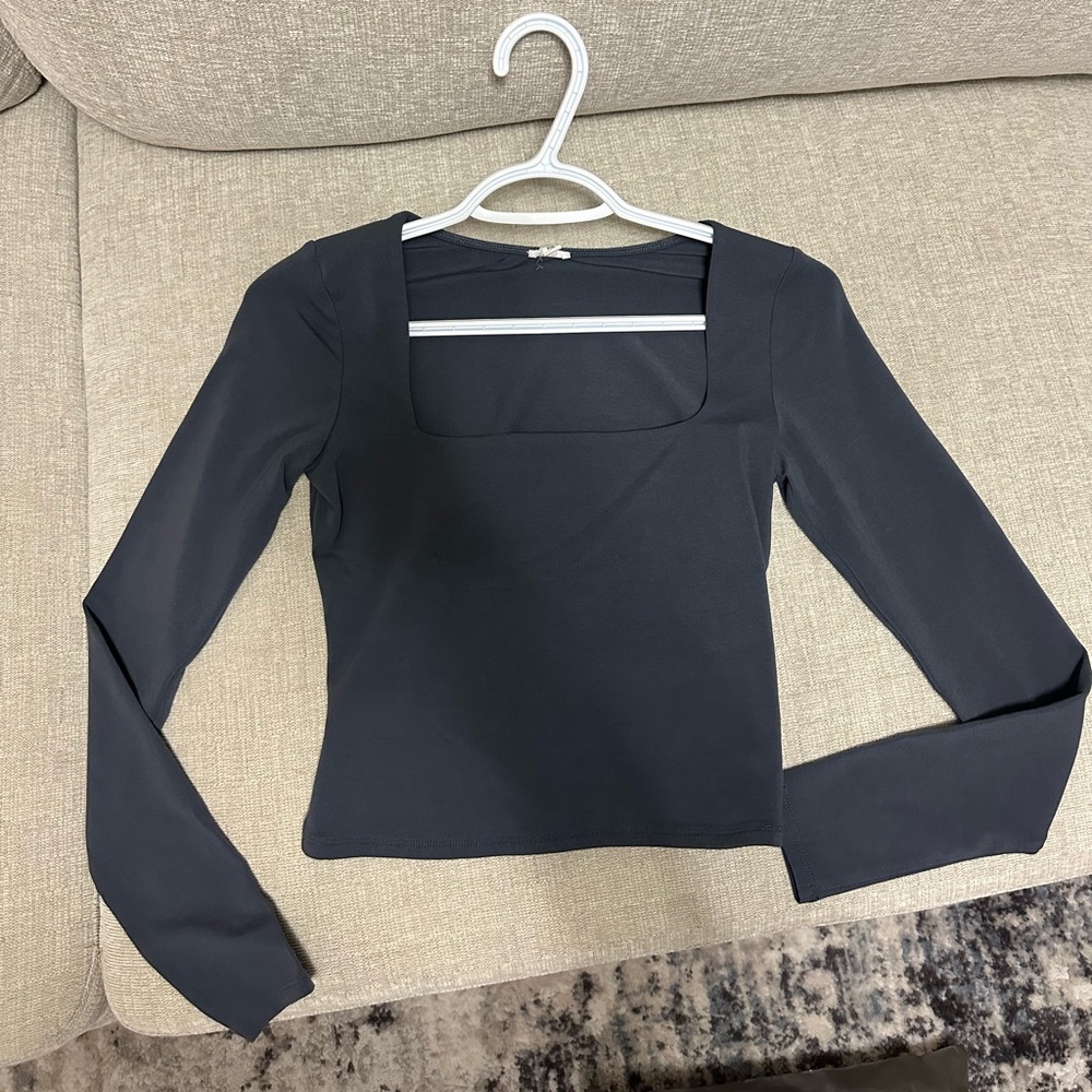 Garage Grey Square Neck Top